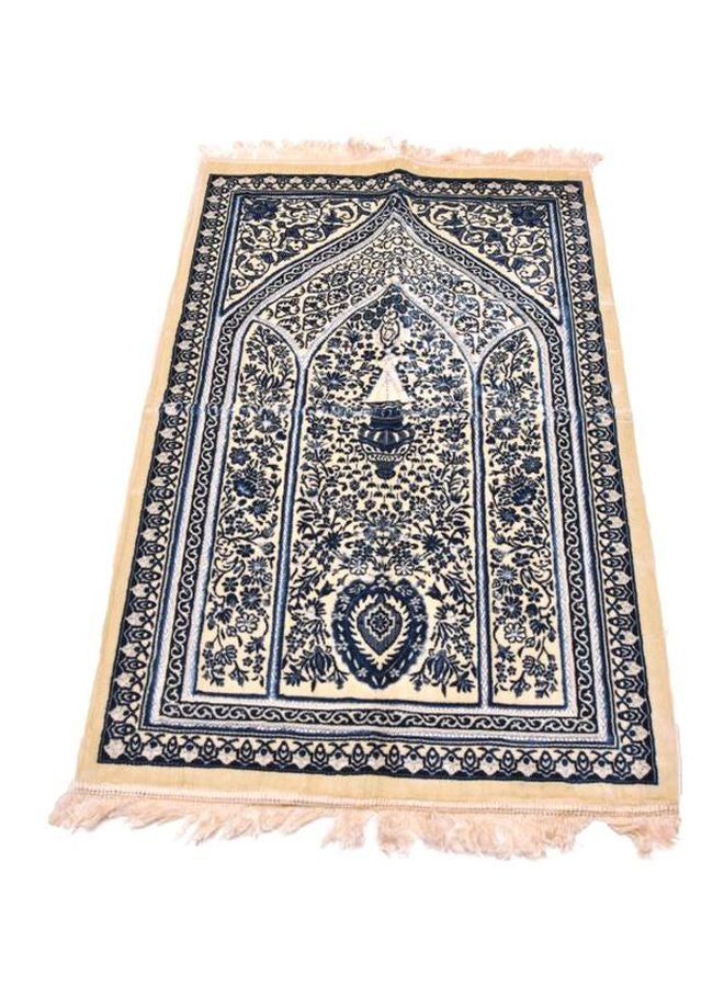 Velvet Turkish Prayer Mat Beige/Blue/White 76x122cm