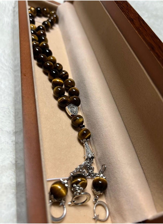 Red Tiger Eye Rosary – 33 Beads, 10mm Bead Size | Spiritual Prayer Tasbih