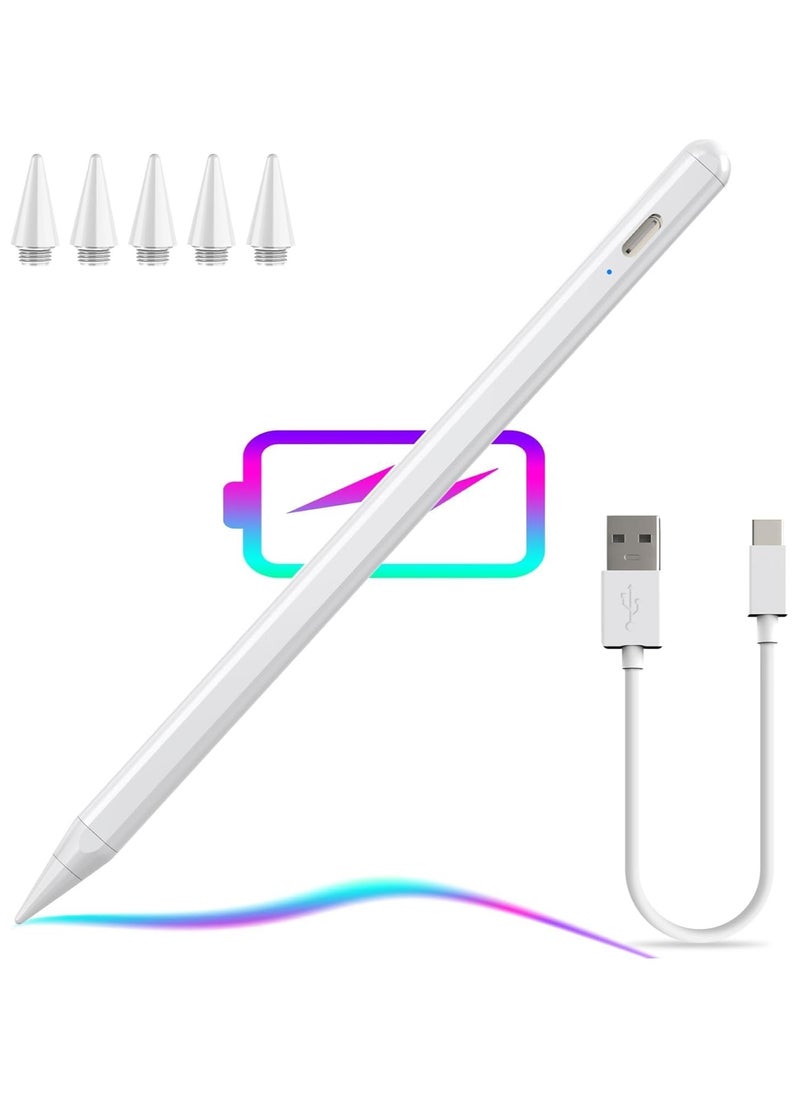 iPad Pencil 2.5X Fast Charge Tilt Sensitivity Compatible with 2018-2024 iPad Pro 12.9/11/13-inch M4, Apple Pencil Work for iPad 6/7/8/9/10th Gen, iPad Air 5/4/3, iPad Mini 6/5, (White)