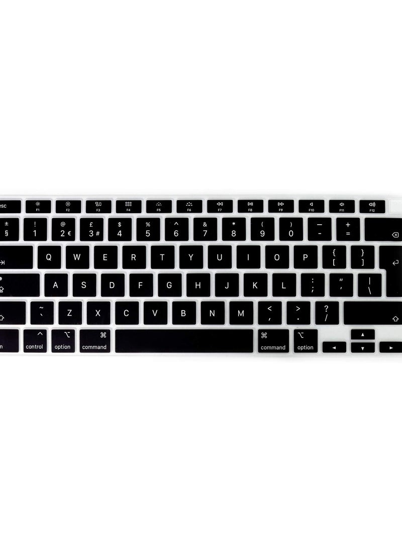 Compatible with 2023 2022 2021 2020 MacBook Air 13 inch Keyboard Cover Model A2337/A2179 Soft Silicone Protective Skin Keyboard Protector for MacBook Air 13-inch Touch ID UK Layout, Black