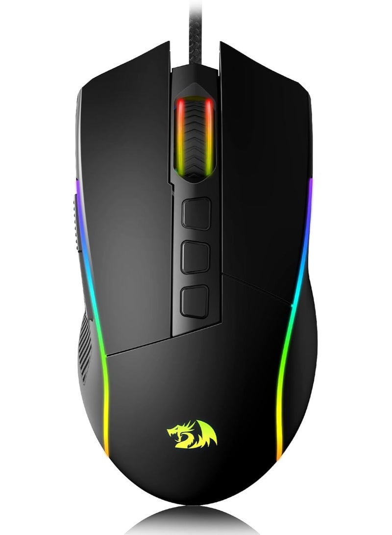 Gaming Mouse, Wired Gaming Mouse 16,000 DPI Opitacl Sensor, Mouse with Fire Button, Macro Editing Programmable RGB Ergonomic Mouse for Laptap/PC/Mac