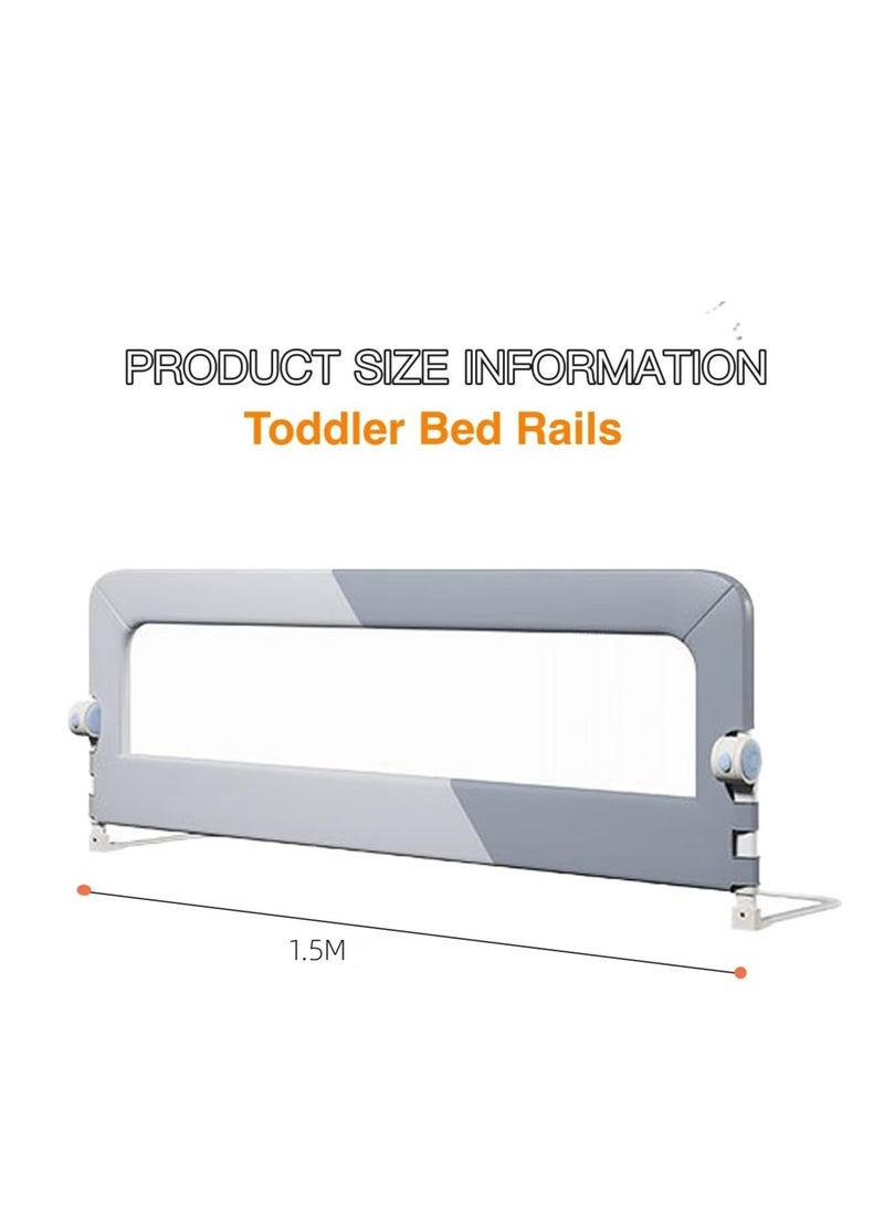 Foldable Crib Guardrails Crib Bed Rail Guard Baby Portable Safety Adjustable Height Falling Protector Fence Bedrail Single Side for Toddler（150cm）