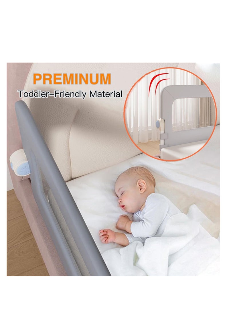 Foldable Crib Guardrails Crib Bed Rail Guard Baby Portable Safety Adjustable Height Falling Protector Fence Bedrail Single Side for Toddler（150cm）