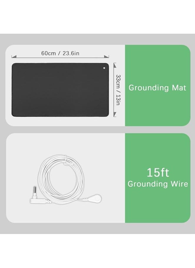 Grounding Mat with 15ft Grounding Cord,Grounding Pad Kit, Earth Therapy for Foot Mat,Computer Mat, Sleep Mat, Pet Mat (23.6x13 Inch)