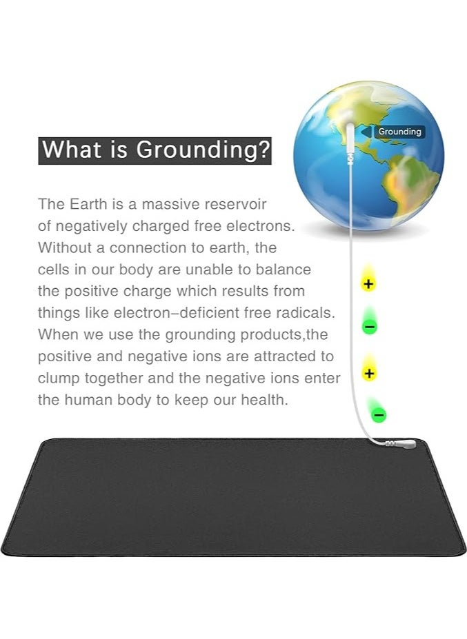 Grounding Mat with 15ft Grounding Cord,Grounding Pad Kit, Earth Therapy for Foot Mat,Computer Mat, Sleep Mat, Pet Mat (23.6x13 Inch)