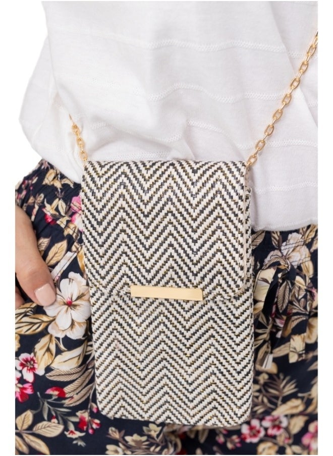 Chevron Textured Crossbody Pouch - Beige