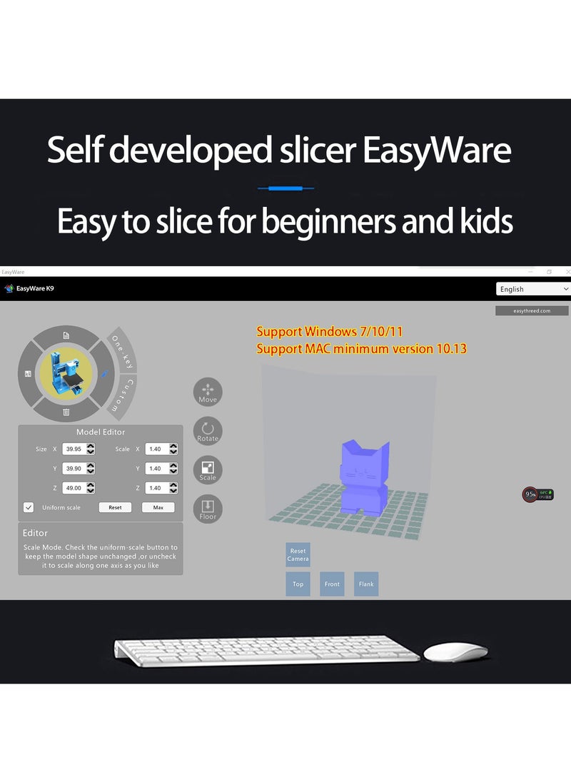 Easythreed K9 Mini 3D Printer for Household Education & Students 100*100*100mm Printing Size Support One Key Printing with 1.75mm 0.4mm Nozzle/CE Certificate