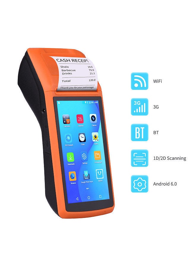 M1S Android Mobile POS Terminal Handheld PDA Printer All in One 58mm Receipt Printer 1D 2D Barcode Scanner with 5 Inch Touchscreen Support GPS/BT/3G/WiFi/OTG Function