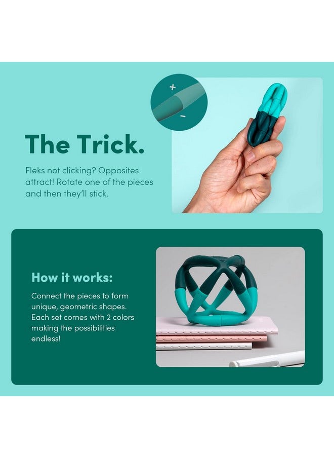 Fleks Silicone - Fun Desk Toy For Adults & Teens 14+ | Sensory Gadget, Holiday Stocking Stuffer, Stress Relief Present, Office Desk Toy | 6-Piece Set, Evergreen