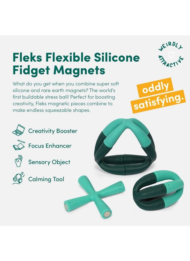 Fleks Silicone - Fun Desk Toy For Adults & Teens 14+ | Sensory Gadget, Holiday Stocking Stuffer, Stress Relief Present, Office Desk Toy | 6-Piece Set, Evergreen