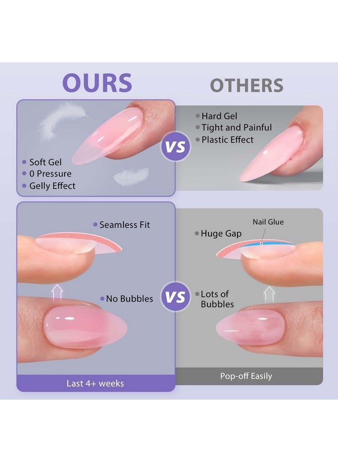 160Pcs Almond Plastic False Nails, Extra Short With Primer Cover, Jelly Xcoattips, 16 Sizes, Full Well Tips, Pressure Comfortable Wear, Last 28+ Days, Ideal Gift