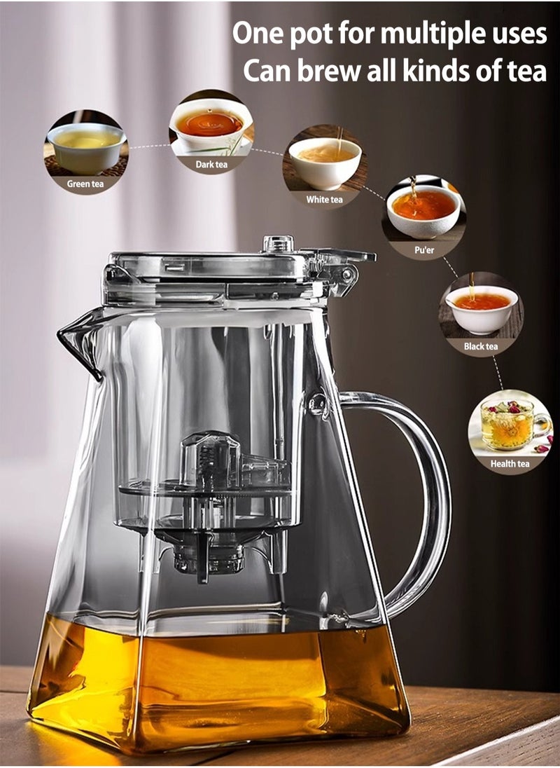 750ML detachable glass teapot, one click automatic water outlet, high temperature resistant tea separation filter. Tea set that can filter tea leaves can be used as a tea set gift