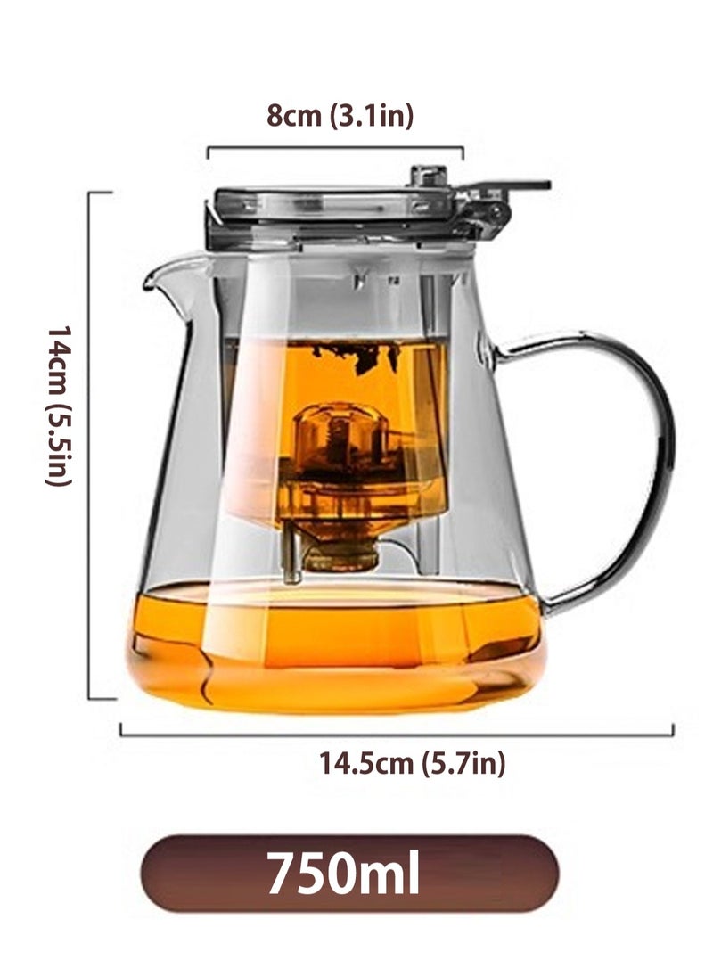 750ML detachable glass teapot, one click automatic water outlet, high temperature resistant tea separation filter. Tea set that can filter tea leaves can be used as a tea set gift