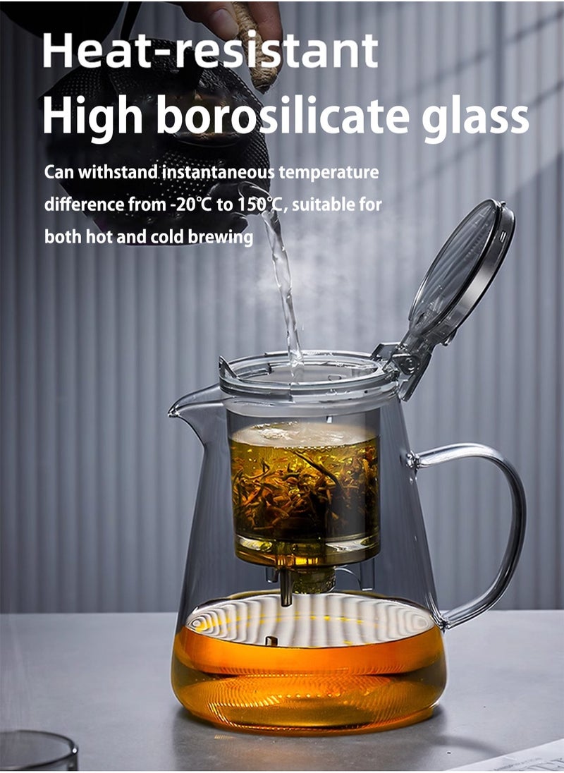 750ML detachable glass teapot, one click automatic water outlet, high temperature resistant tea separation filter. Tea set that can filter tea leaves can be used as a tea set gift