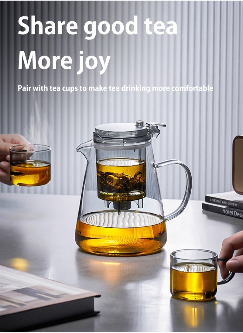 750ML detachable glass teapot, one click automatic water outlet, high temperature resistant tea separation filter. Tea set that can filter tea leaves can be used as a tea set gift