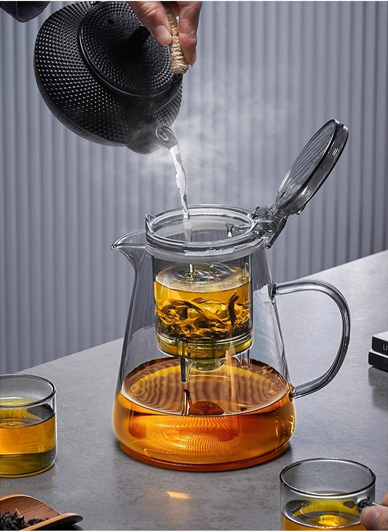 750ML detachable glass teapot, one click automatic water outlet, high temperature resistant tea separation filter. Tea set that can filter tea leaves can be used as a tea set gift