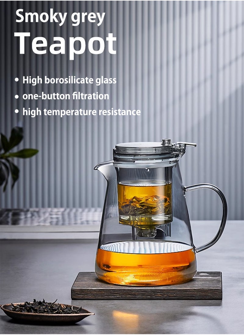 750ML detachable glass teapot, one click automatic water outlet, high temperature resistant tea separation filter. Tea set that can filter tea leaves can be used as a tea set gift