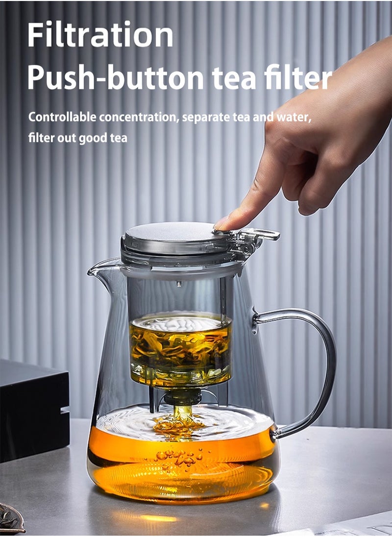 750ML detachable glass teapot, one click automatic water outlet, high temperature resistant tea separation filter. Tea set that can filter tea leaves can be used as a tea set gift