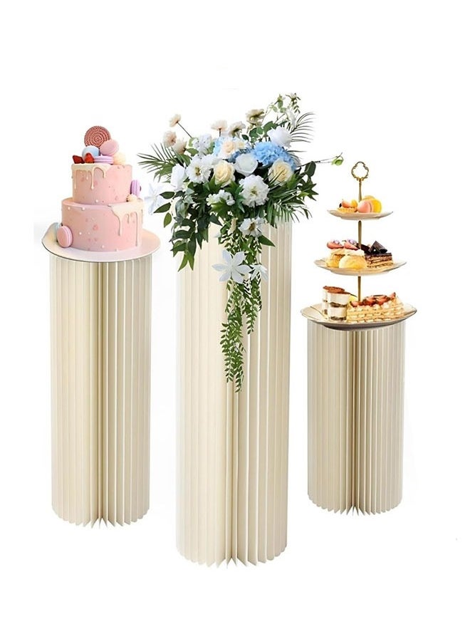 Columns Pedestals Stands Round Cylinder Display Foldable Paper Stand Pedestal Display 3Pcs Set