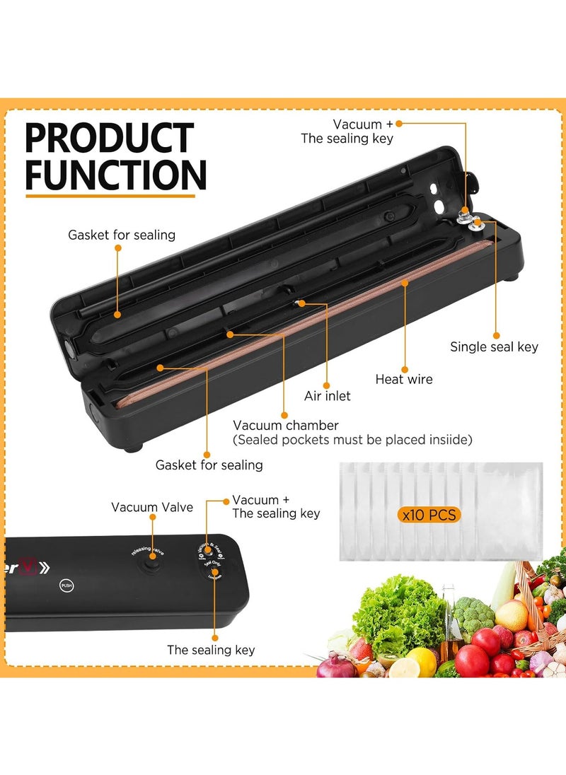 Vacuum Sealer Machine Automatic Vacuum Sealer with Vacuum Bags, Aluminum Sealer for Vacuum Cooking