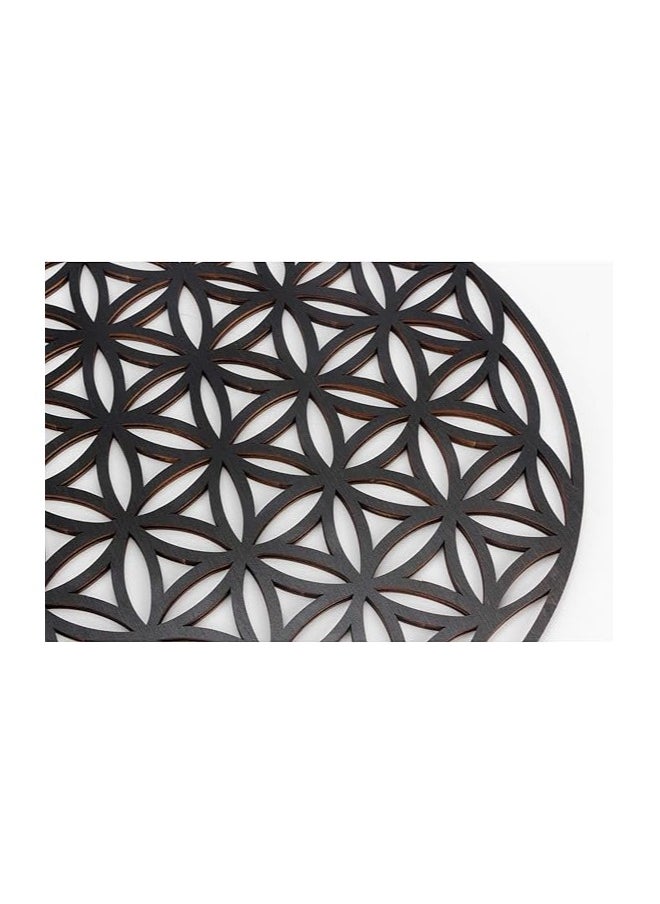 Wooden Wall Art With Self Adhesive Base - Black (Flower Of Life)