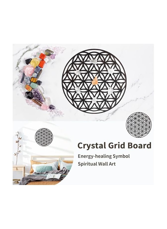 Wooden Wall Art With Self Adhesive Base - Black (Flower Of Life)