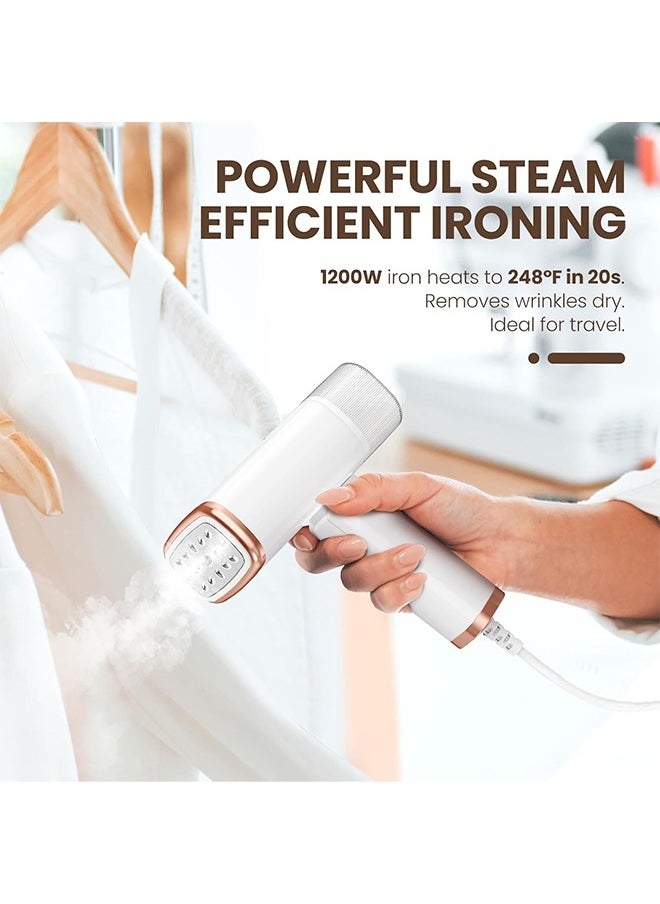 Portable Handheld Steam Garment Steamer Foldable: Effortless Wrinkle Clothes Steam Iron Removal 20-Second Fast Heat-up, 1200W, 120ml Water Tank for Home & Travel