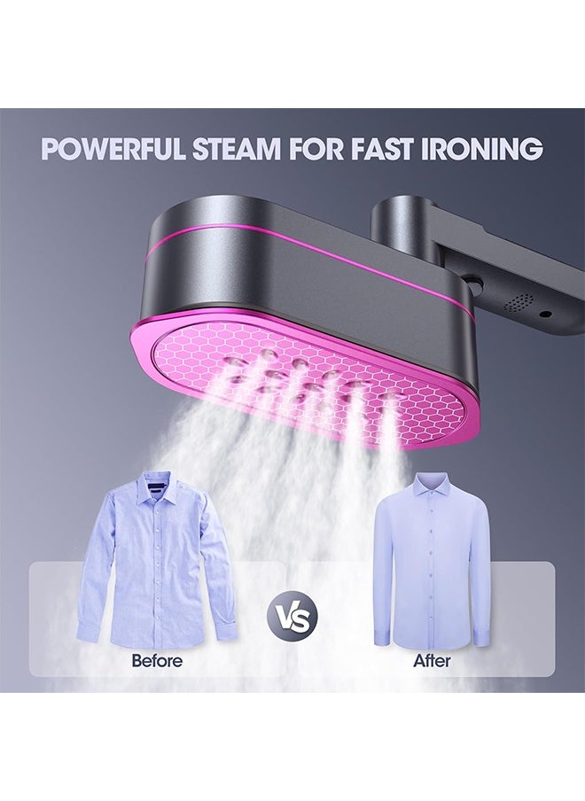 Travel Steamer for Clothes, Portable Mini Steamer ＆ Iron 2 In 1, Small Size Garment Steamer, 15s Heat-Up, Large Ceramic Heat Panel, Rotating Head Handheld Steamer