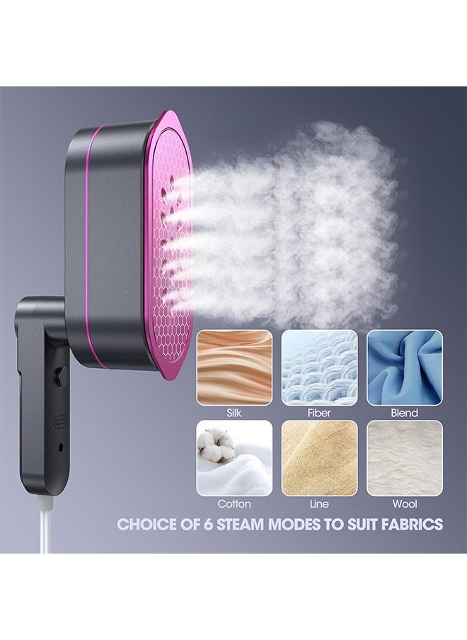 Travel Steamer for Clothes, Portable Mini Steamer ＆ Iron 2 In 1, Small Size Garment Steamer, 15s Heat-Up, Large Ceramic Heat Panel, Rotating Head Handheld Steamer