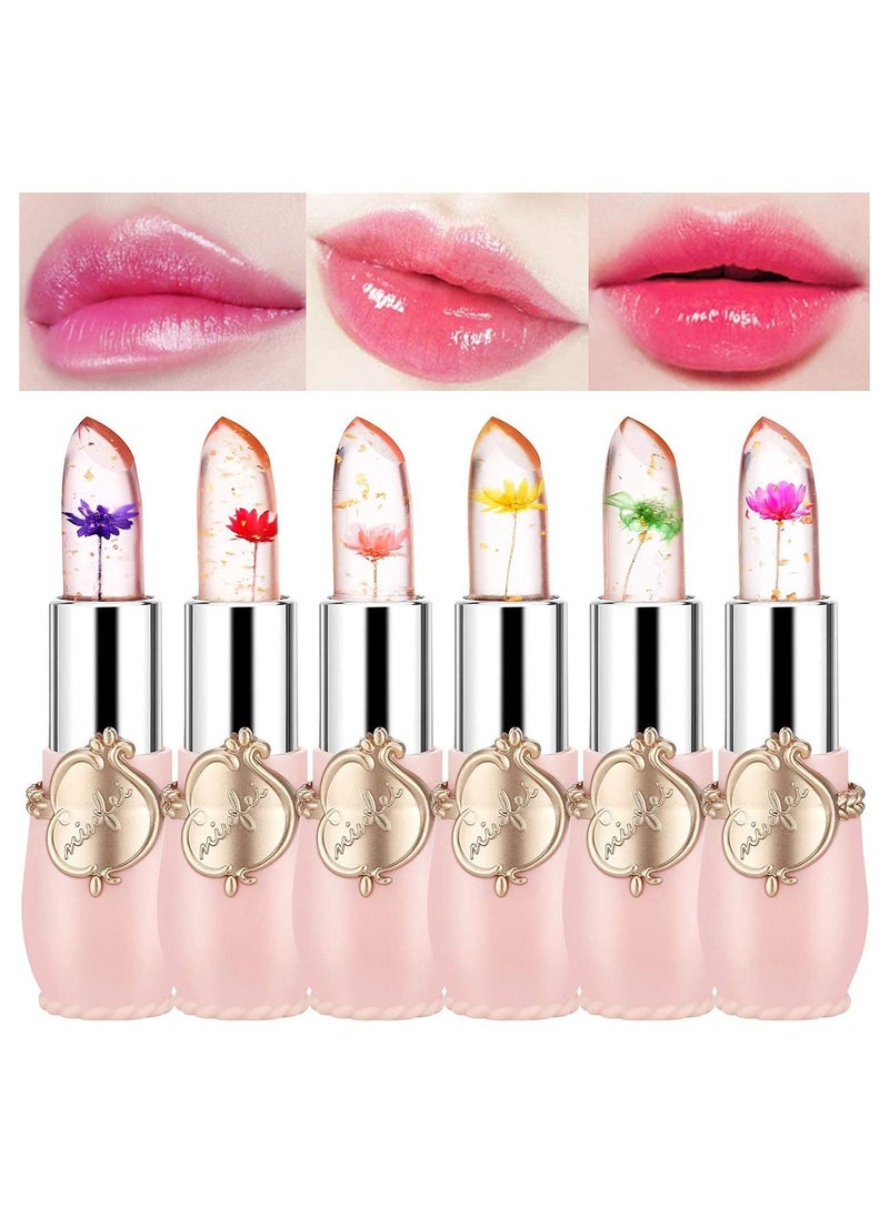 6-Piece Flower Jelly Lipstick Set Temperature Change Moisturizer