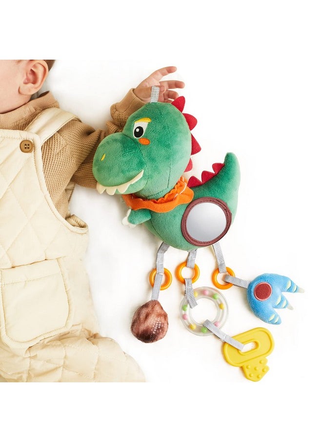 Baby Toys For 3 6 9 12 Months, Dinosaur Hanging Rattle Toys Crinkle Squeaky Sensory Toys With Mirror, Bell, Car Seat Stroller Mobile Toys For Boys, Girls Newborn Infant Toddler