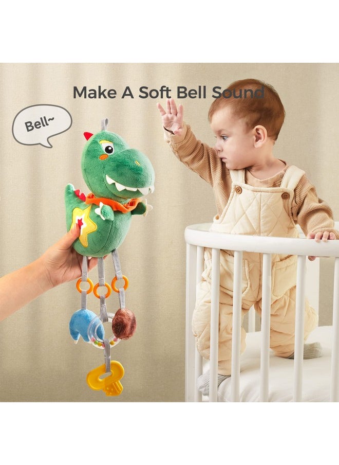 Baby Toys For 3 6 9 12 Months, Dinosaur Hanging Rattle Toys Crinkle Squeaky Sensory Toys With Mirror, Bell, Car Seat Stroller Mobile Toys For Boys, Girls Newborn Infant Toddler