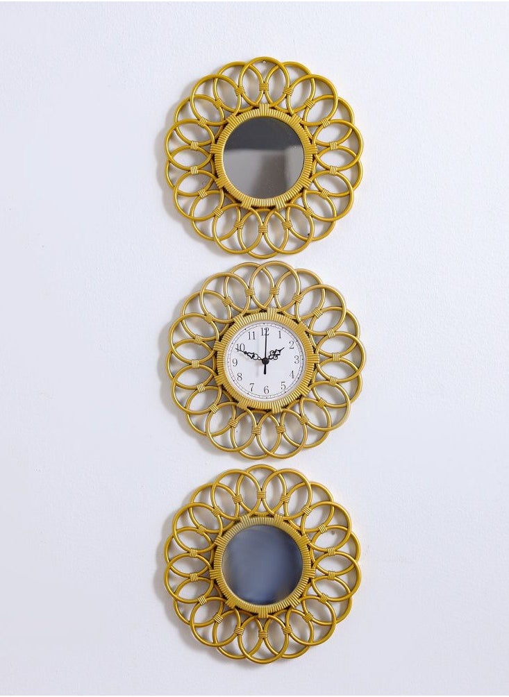 Reza Lace Mirror Set With Clock S/3 25Cm