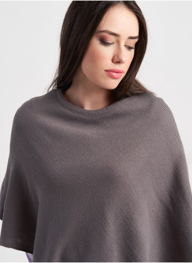 Lightweight Gray Poncho for Layering