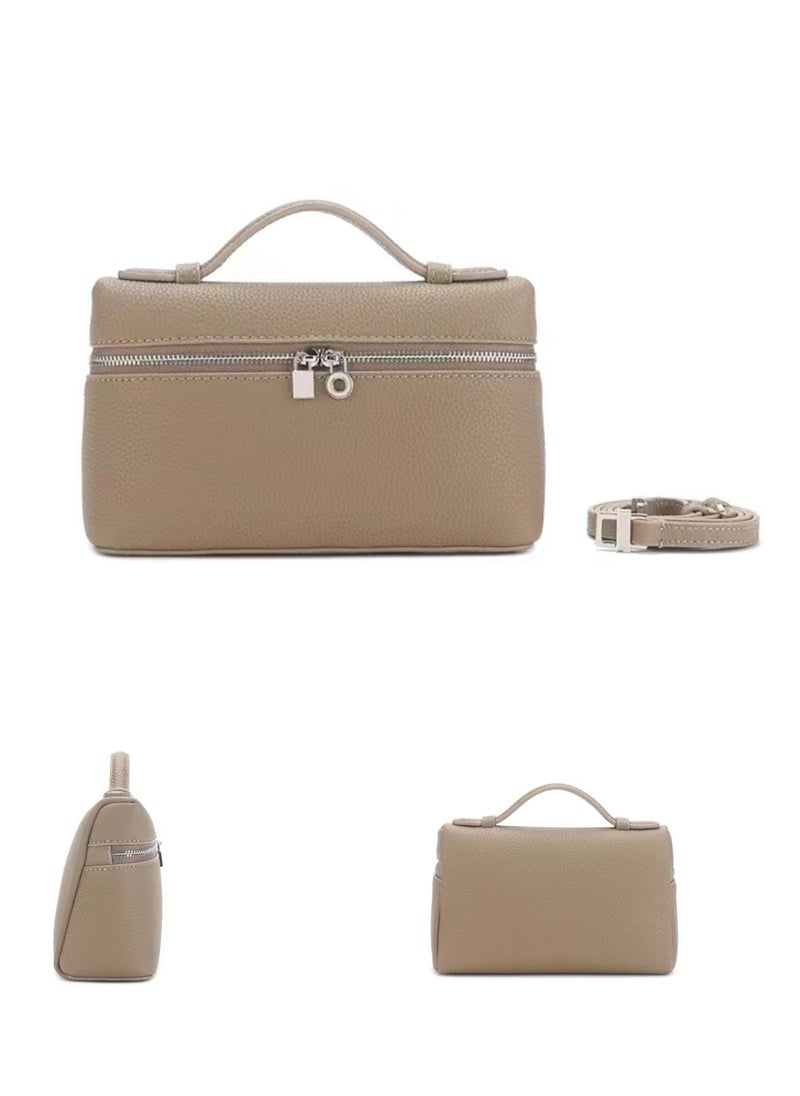 Calfskin Leather LP19 Design Bag,Handbag,Crossbody Bag-White