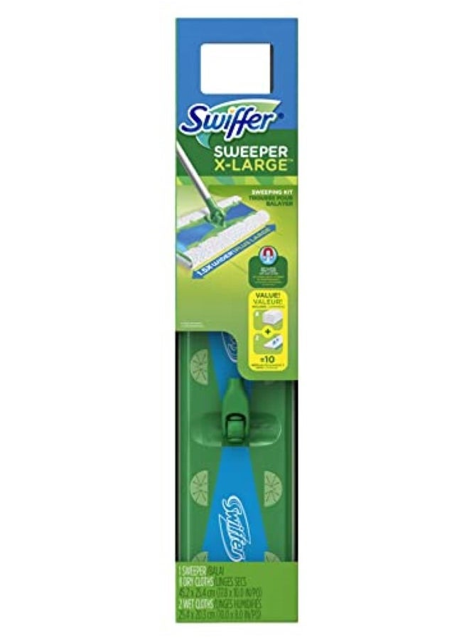Dry With Wet XL Sweeping Kit 1 Sweeper 8 Dry Cloths 2 Wet Cloths