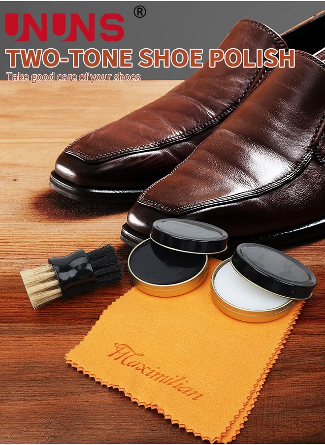 Shoe Shine Kit,8PCS Shoe Polish with PU Leather,Sleek Elegant Case,Travel Shoe Shine Brush Kit for Leather Boots Shoe Care and Cleaning,Brown