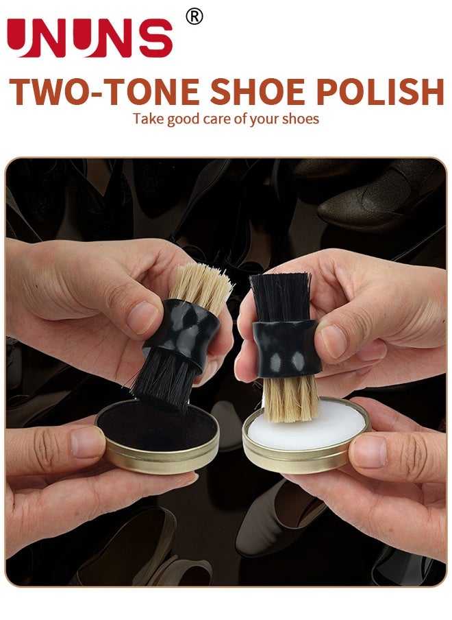 Shoe Shine Kit,8PCS Shoe Polish with PU Leather,Sleek Elegant Case,Travel Shoe Shine Brush Kit for Leather Boots Shoe Care and Cleaning,Brown