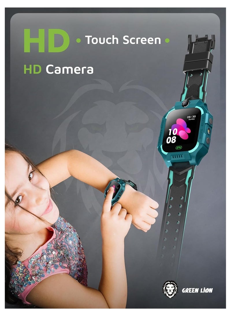 Green Lion 2G Kids Smart Watch Series 5,HD Touch Screen,HD Camera,Torch,Trace,Location,Fence,Alarm,Multilanguage,400mAh Battery Capacity,1.44 Inches 128×128pix Display,5 Days Standby Time - Blue