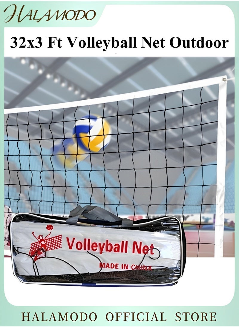 Volleyball Net Outdoor 32x3 Ft Large Regulation Size Durable Sturdy Net Portable Beach Volleyball Net for Backyard & Beach & Pool