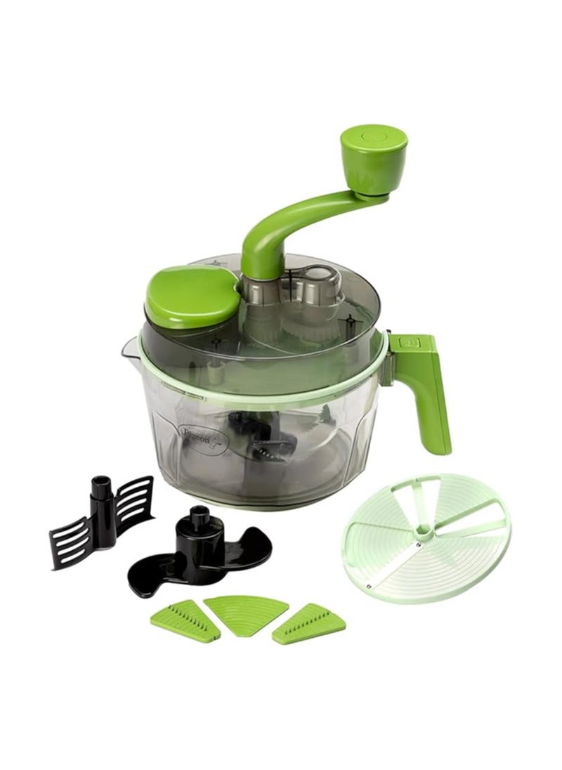 Pigeon by Stovekraft Tornado Turbo Manual Chopper 1.5 L Used for Chopping, Atta Kneader, Slicing, Shredding and Whipping - Green, Large