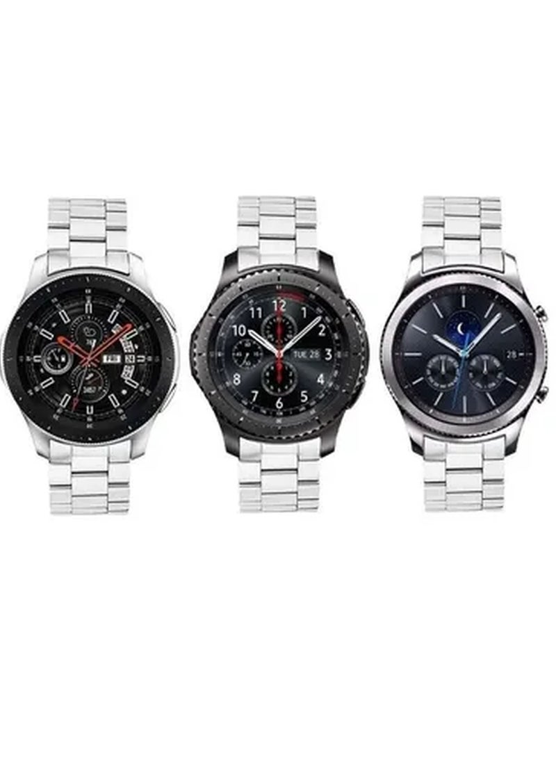 Metal Stainless Steel Strap Band for Samsung Galaxy Watch 46mm / Huawei GT2 / Gear S3 Frontier and Classic / Honor Magic 2 / Fossil - 22mm - 22mm Silver