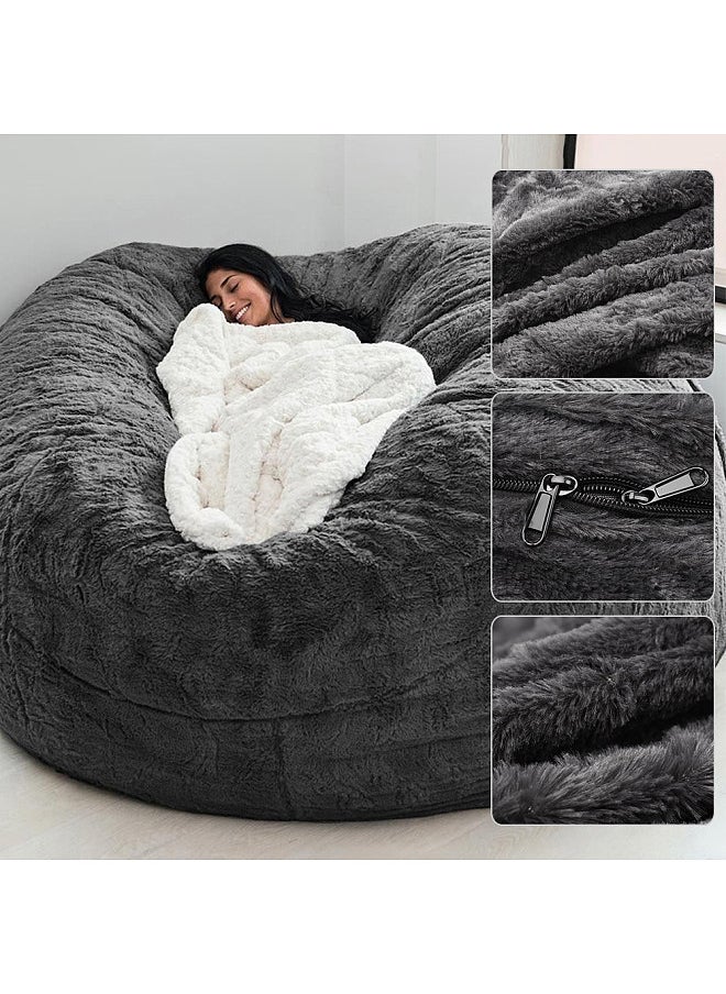 Home Sponge Bed Bean Bag Chair Cover Slipcover Double Bedroom Balcony Large Couch Round Soft Fluffy Cover No Fillings Only Cover