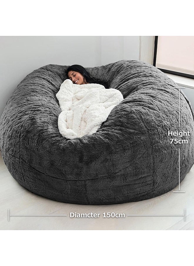 Home Sponge Bed Bean Bag Chair Cover Slipcover Double Bedroom Balcony Large Couch Round Soft Fluffy Cover No Fillings Only Cover