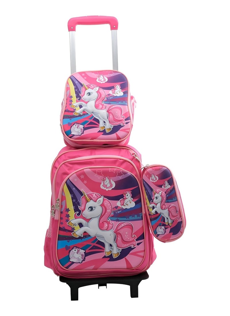 Design Pink Trolley Bag for Primary School with Durable Nylon, Silent Wheels, and Versatile Design for Daily and Outdoor Activities