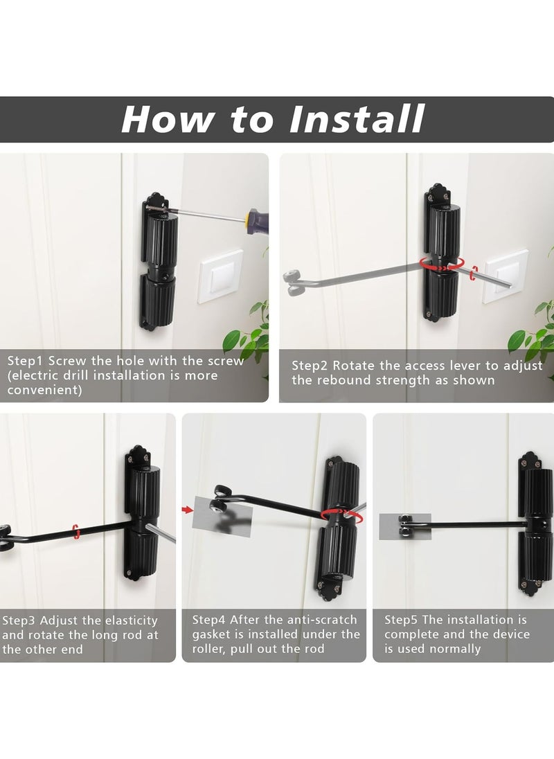 Double Spring Door Closers-Automatic Door Closer, Perfect for Home Use(Black)