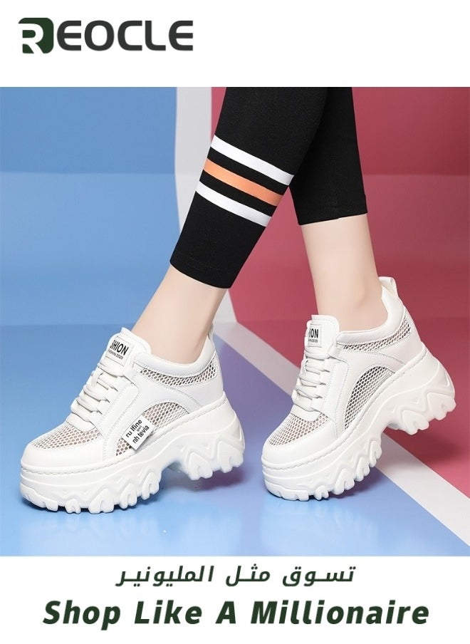 Women's Chunky Sneakers Thick Sole Sneaker Walking Lace-Up Comfortable Dad Sneakers Workout Sport Work Casual Tennis Shoes