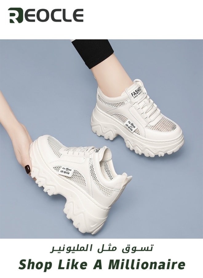 Women's Chunky Sneakers Thick Sole Sneaker Walking Lace-Up Comfortable Dad Sneakers Workout Sport Work Casual Tennis Shoes