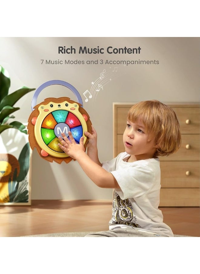 TUMAMA Baby Musical Drum Toy, Light Up Toys Electronic Music Sound Baby Toys Toddler Musical Instruments Light up Game Baby Sleep Soother Toy Christmas Birthday Gifts for Boy Girls Kids 2 3 Years