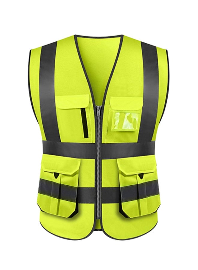 High Visibility Reflective Safety Work Vest With Multiple Pocket Green/Black L